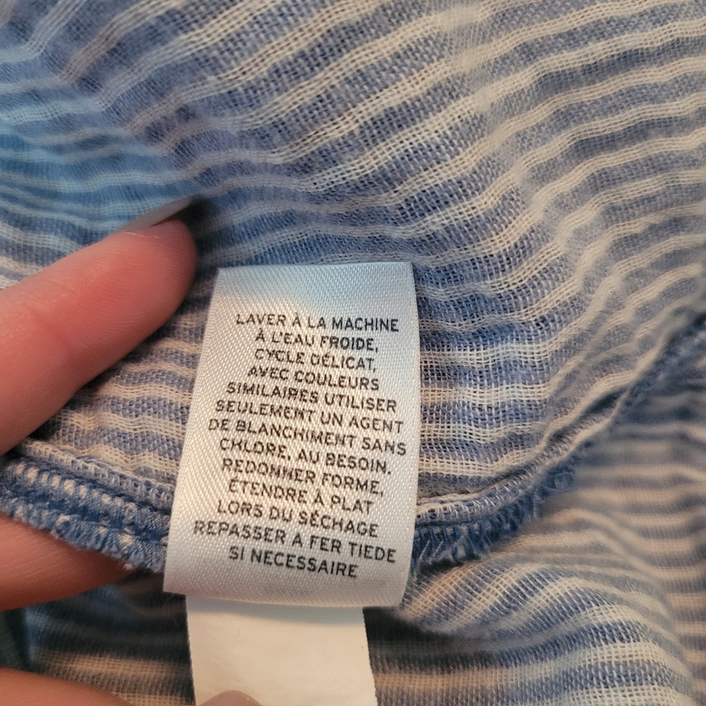 Caslon Blue Striped Cotton Popover Tunic Shirt - Picture 9 of 10